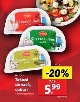 Lidl MILBONA Brânză de vacă, cuburi Ofertă