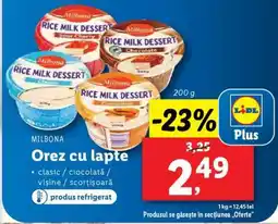 Lidl MILBONA Orez cu lapte Ofertă
