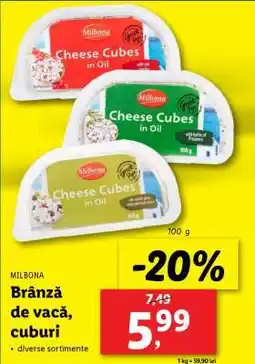 Lidl MILBONA Brânză de vacă, cuburi Ofertă