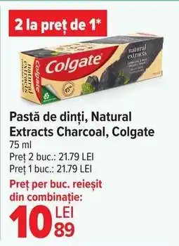 Carrefour Pastă de dinți, Natural Extracts Charcoal, Colgate Ofertă