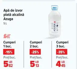 Carrefour Apă de izvor plată alcalină Azuga 5L Ofertă