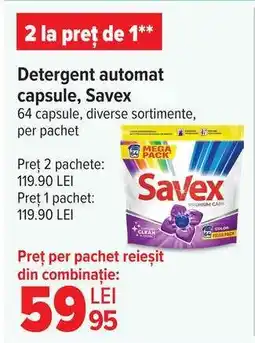 Carrefour Detergent automat capsule Savex Ofertă