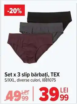 Carrefour Set x 3 slip, bărbați, TEX Ofertă