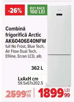 Carrefour Combină frigorifică Arctic AK60406E40NFW Ofertă