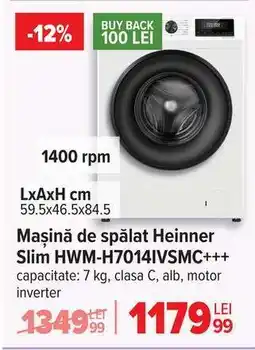 Carrefour Mașină de spălat Heinner Slim HWM-H7014IVSMC+++ Ofertă