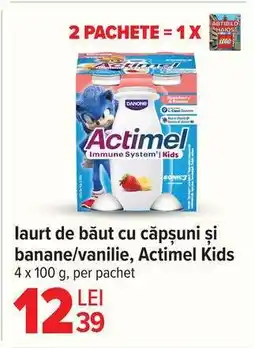 Carrefour Iaurt de băut cu căpșuni și banane/vanilie, Actimel Kids Ofertă