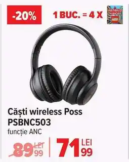 Carrefour Căști wireless Poss PSBNC503 Ofertă