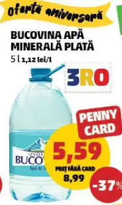 Penny Bucovina apă minerală plată Ofertă