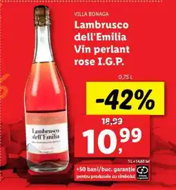 Lidl VILLA BONAGA Lambrusco dell'Emilia Vin perlant rose I.G.P Ofertă
