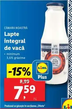 Lidl Lapte integral de vacă Ofertă