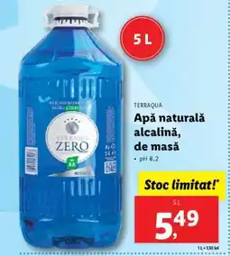 Lidl Terraqua Apă naturală alcalină de masă Ofertă