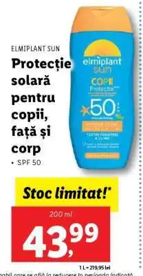 Lidl Elmiplant Sun Protecție solară pentru copii, față și corp Ofertă