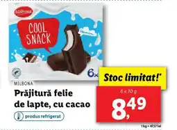 Lidl MILBONA Prăjitură felie de lapte, cu cacao Ofertă