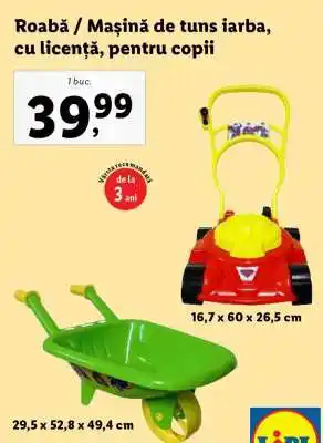 Lidl Roabă / Mașină de tuns iarbă, cu licență, pentru copii Ofertă