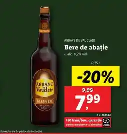 Lidl Abbaye de Vauclair Bere de abație Ofertă