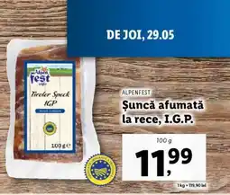 Lidl Alpenfest Tiroler Speck IGP Ofertă