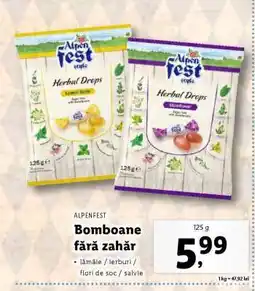 Lidl ALPENFEST Bomboane fără zahăr Ofertă