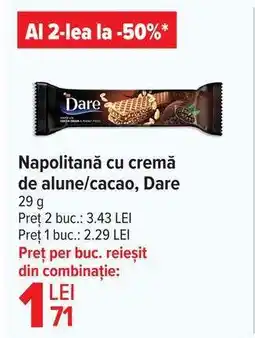 Carrefour Napolitană cu cremă de alune/cacao, Dare Ofertă
