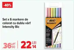 Carrefour Set x 6 markere de colorat cu dublu vârf Intensity Bic Ofertă