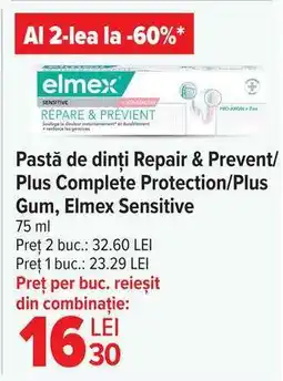 Carrefour Pastă de dinți Repair & Prevent/Plus Complete Protection/Plus Gum, Elmex Sensitive Ofertă
