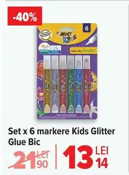 Carrefour Set x 6 markere Kids Glitter Glue Bic Ofertă