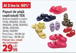 Carrefour Papuci de plajă copii/adulți, TEX Ofertă