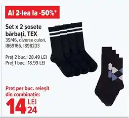 Carrefour Set x 2 șosete bărbați, TEX Ofertă