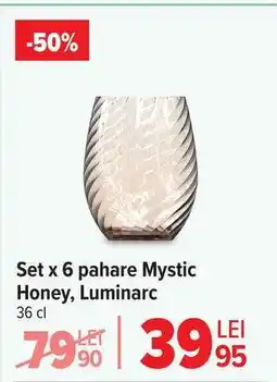 Carrefour Set x 6 pahare Mystic Honey, Luminarc Ofertă
