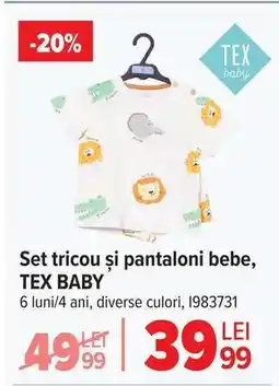 Carrefour Set tricou și pantaloni bebe, TEX BABY Ofertă