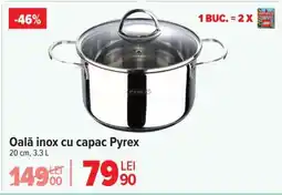 Carrefour Oală inox cu capac Pyrex Ofertă