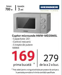 Selgros Cuptor microunde HMW-MD20MSL Ofertă
