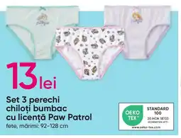 Pepco Set 3 perechi chiloţi bumbac cu licenţă Paw Patrol Ofertă