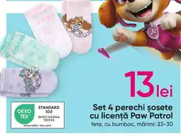 Pepco Set 4 perechi sosete cu licenţă Paw Patrol Ofertă