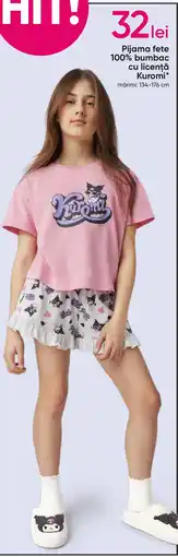 Pijama fete 100% bumbac cu licenţă Kuromi