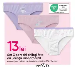 Pepco Set 3 perechi chiloţi fete cu licenţă Cinnamoroll Ofertă