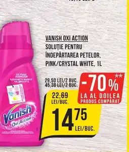 Mega Image VANISH Oxi action soluţie pentru îndepărtarea petelor, pink/crystal white Ofertă