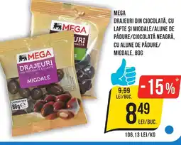 Mega Image MEGA Drajeuri din ciocolată, cu lapte şi migdale Ofertă