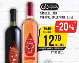 Mega Image SÂNGE DE TAUR Vin roşu, dulce/rose Ofertă