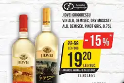 Mega Image JIDVEI GRIGORESCU Vin alb, demisec, dry muscat/ alb, demisec, pinot gris Ofertă