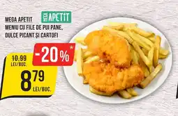 Mega apetit Meniu cu file de pui pane, dulce picant și cartofi