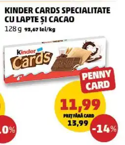 Penny KINDER CARDS SPECIALITATE CU LAPTE ȘI CACAO Ofertă