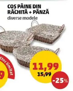 Penny Coș pâine din răchită + pânză Ofertă