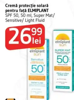 Supeco Cremă protecție solară pentru faţă ELMIPLANT SPF 50, Super Mat/ Sensitive/Light Fluid Ofertă