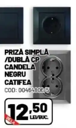 Ambient Priză simplă /dubla cp candela negru catifea Ofertă