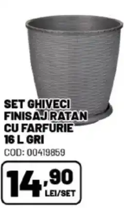 Ambient Set ghiveci finisaj ratan cu farfurie Ofertă