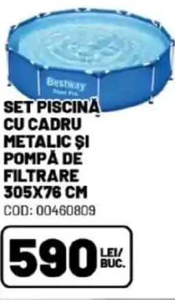 Ambient Set piscina cu cadru metalic şi pompa de filtrare 305x76 cm Ofertă
