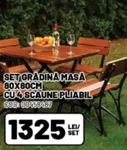 Ambient Set gradina masa 80x80cm cu4 scaune pliabil Ofertă