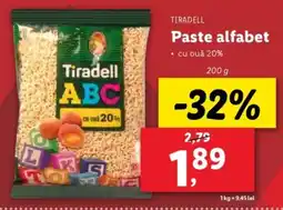 Lidl TIRADELL Paste alfabet Ofertă