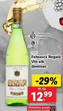 Lidl JIDVEI Fetească Regală Vin alb demisec Ofertă
