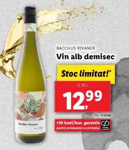 Lidl BACCHUS RIVANER Vin alb demisec Ofertă
